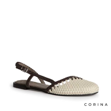 zapato plano mujer beige estilo slingback cómodo