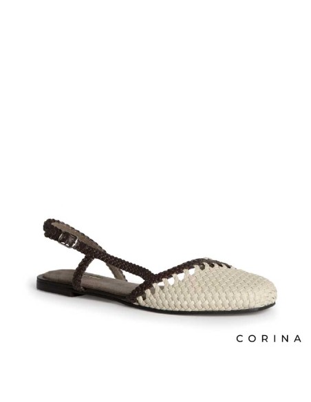 zapato plano mujer beige estilo slingback cómodo
