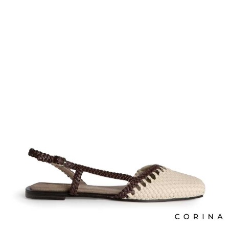 Zapato plano beige diseño trenzado