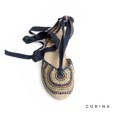 alpargatas yute mujer planas crochet multicolor con cintas