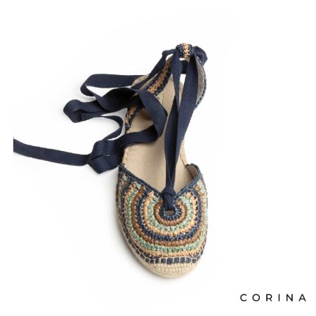alpargatas yute mujer planas crochet multicolor con cintas