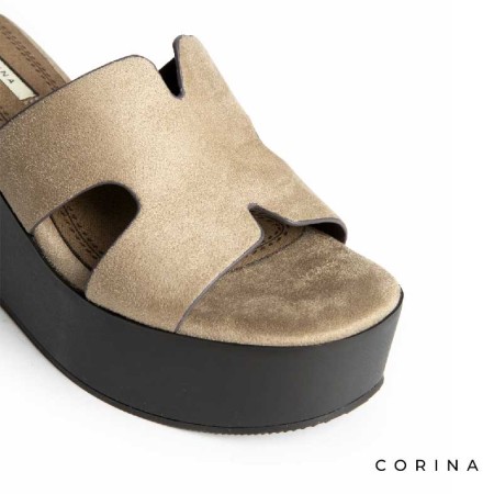 sandalias cuña alta mujer casual color arena