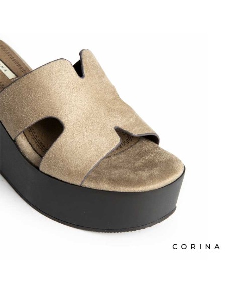 sandalias cuña alta mujer casual color arena