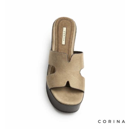 sandalias cuña mujer beige arena cómodas verano