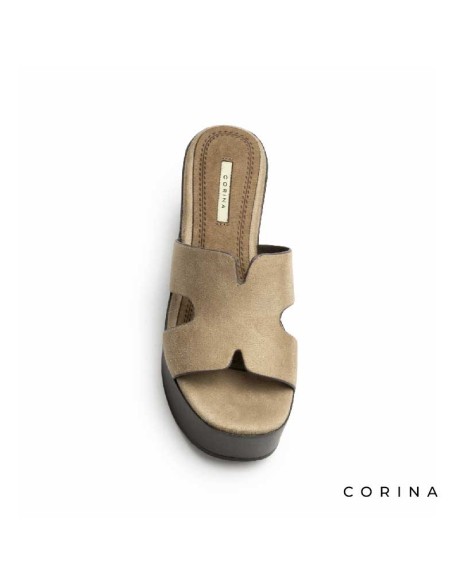 sandalias cuña mujer beige arena cómodas verano