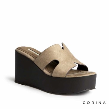 sandalia plataforma mujer arena cuña alta