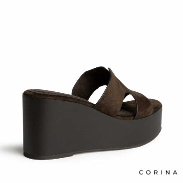 sandalia plataforma mujer marrón antelina cuña alta