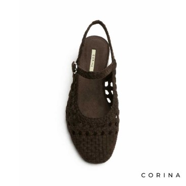 zapato marron mujer slingback con hebilla