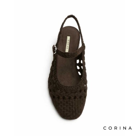 zapato marron mujer slingback con hebilla