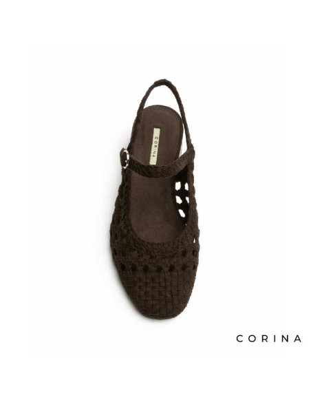 zapato marron mujer slingback con hebilla