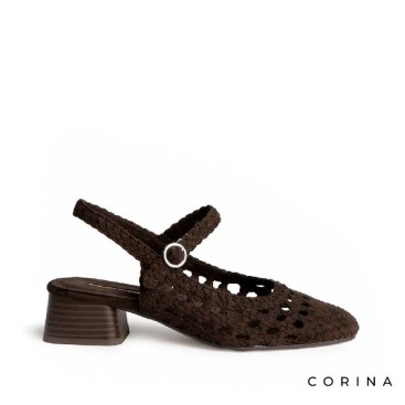 zapatos marrones chocolate mujer tacon bajo trenzado