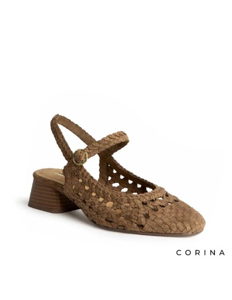 zapato mujer slingback cómodo tacón bajo ancho
