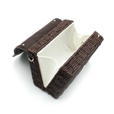 interior bolso bandolera marron compartimento forrado compacto