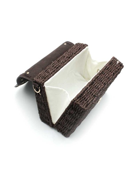 interior bolso bandolera marron compartimento forrado compacto