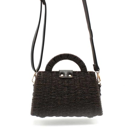 bolso mujer marron con asa y correa ajustable vista trasera