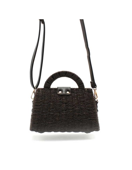 bolso mujer marron con asa y correa ajustable vista trasera