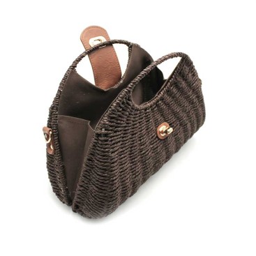 bolso bandolera marron mujer forma curva lateral