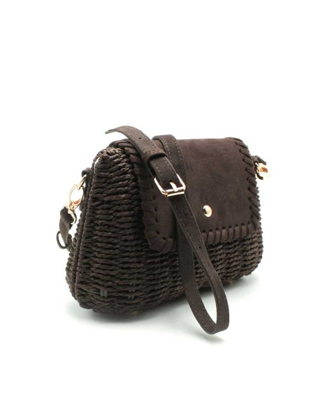 bolso pequeño marron lateral con correa ajustable