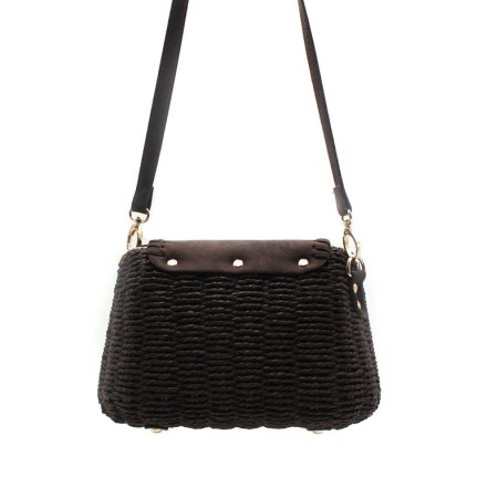 bolso mini rigido marron mimbre vista trasera