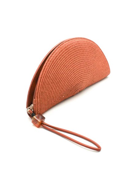 bolso teja rafia asa corta detalle carey
