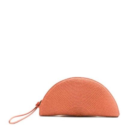 Bolso mano teja tipo abanico rafia