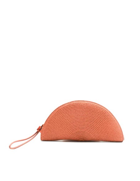 bolso mano rafia teja forma abanico cremallera
