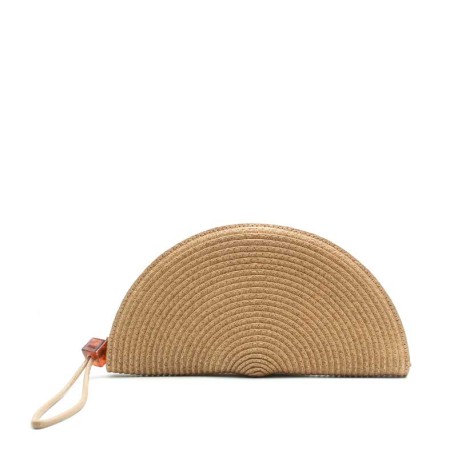 bolso rafia camel tostado abanico cremallera