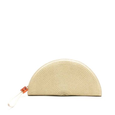 bolso rafia beige natural abanico cremallera