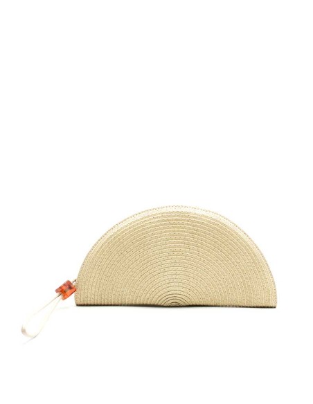 bolso rafia beige natural abanico cremallera