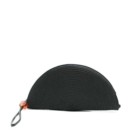 Bolso mano negro tipo abanico rafia
