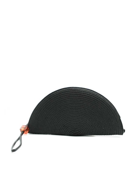bolso rafia negro abanico cremallera