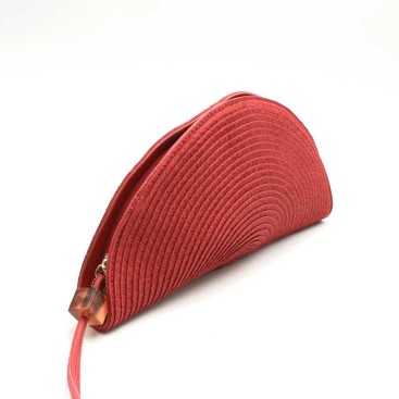 bolso mano rojo detalle asa carey