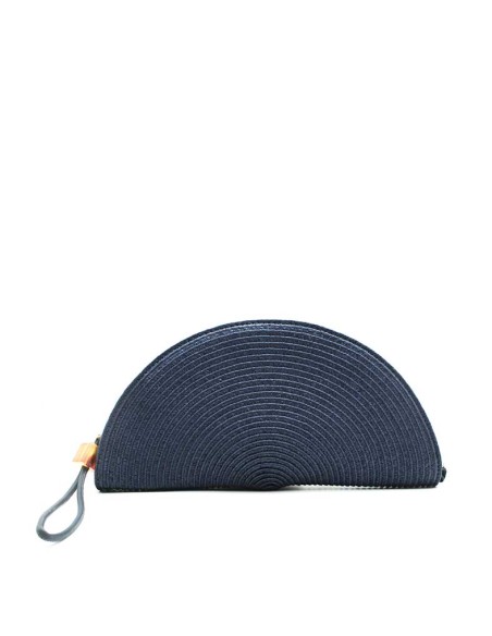 bolso rafia azul marino abanico cremallera