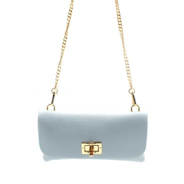 bolso cartera piel azul celeste