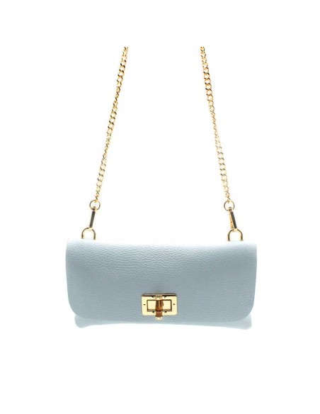 bolso cartera piel azul celeste