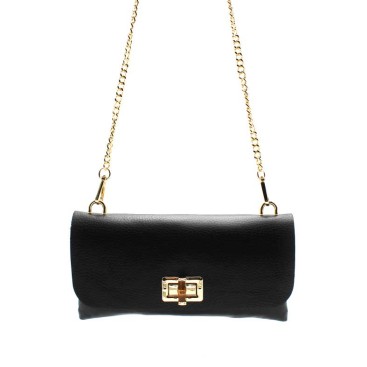 bolso rectangular negro de piel