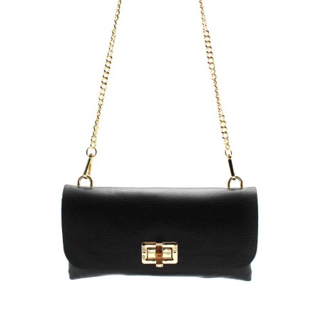 bolso rectangular negro de piel