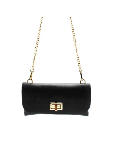 bolso rectangular negro de piel