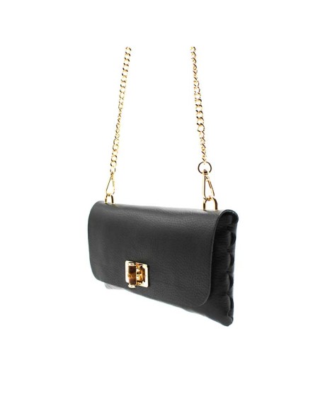 bolso rectangular negro de piel