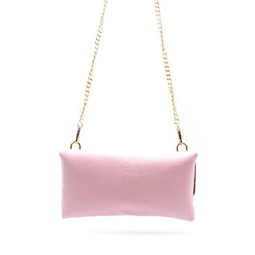 bolso rectangular rosa de piel
