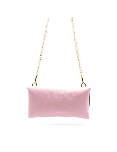 bolso rectangular rosa de piel