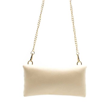 bolso rectangular beige de piel
