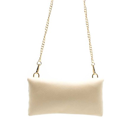 bolso rectangular beige de piel