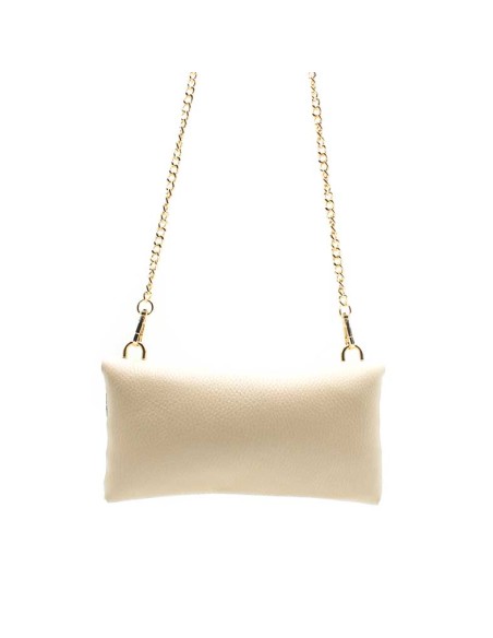 bolso rectangular beige de piel