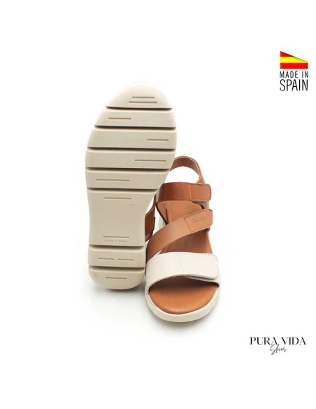 sandalias mujer plataforma piel beige cuero suela antideslizante