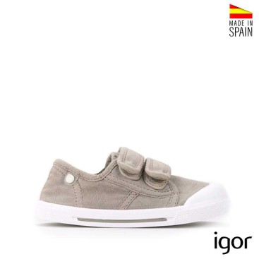 zapatillas lona igor barefoot niño beige velcro lateral