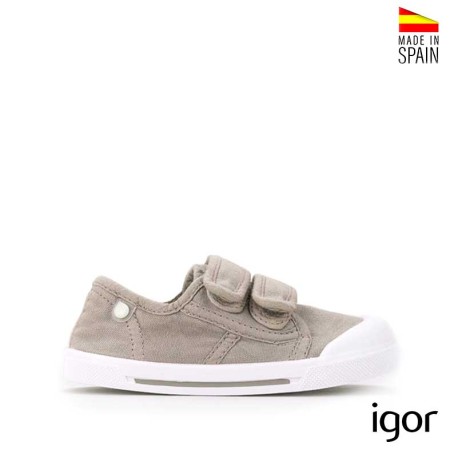 zapatillas lona igor barefoot niño beige velcro lateral