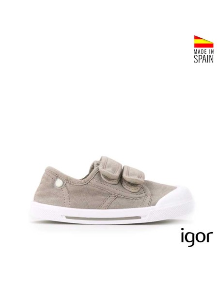 zapatillas lona igor barefoot niño beige velcro lateral
