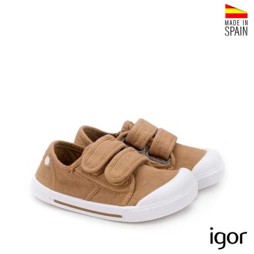 zapatillas lona infantil igor canela doble velcro