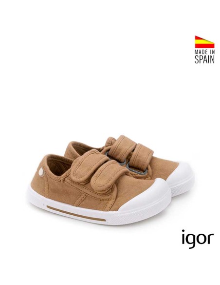 zapatillas lona infantil igor canela doble velcro